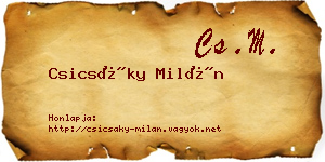 Csicsáky Milán névjegykártya