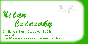 milan csicsaky business card